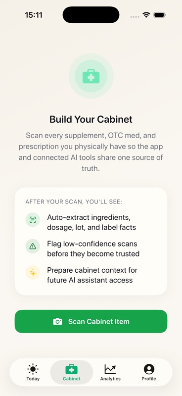 Cabinet empty state in Stack My Med